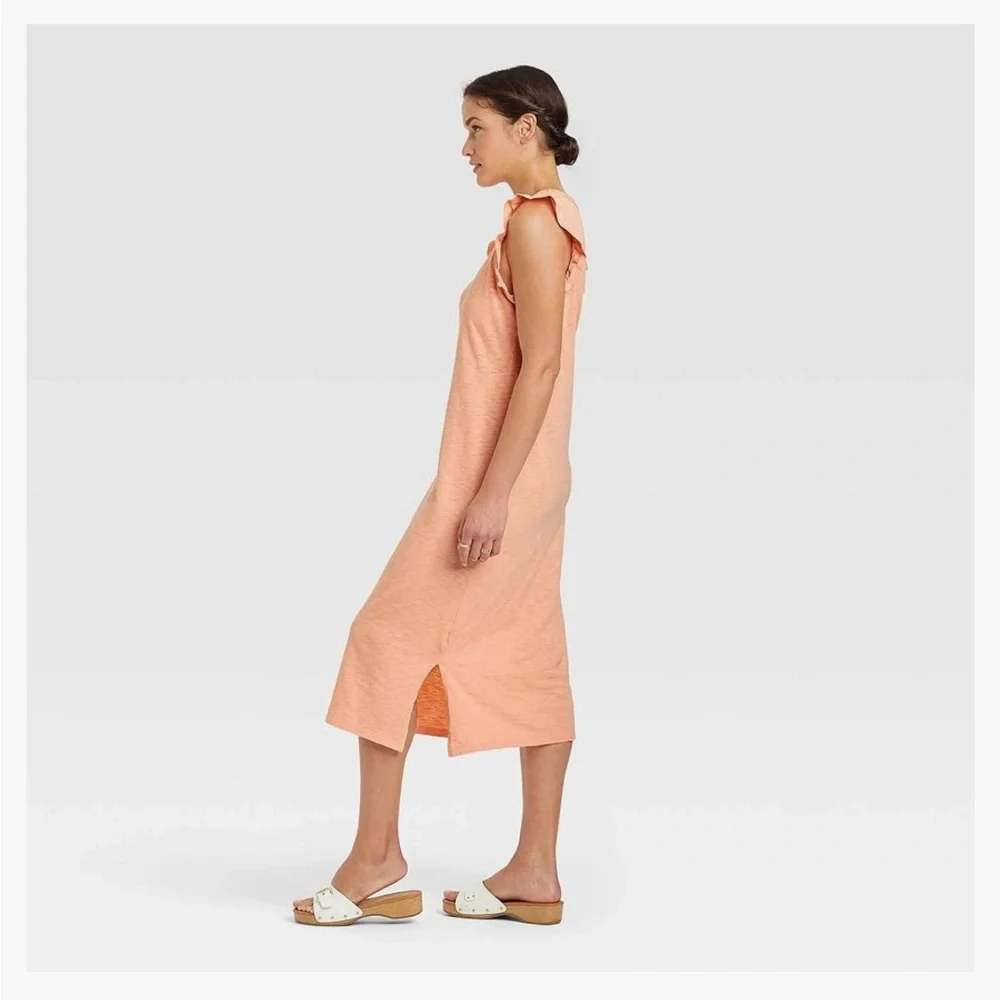 Universal Thread | Women's Cotton Ruffle Tank Dress Coral Size 2X - Picture 2 of 12